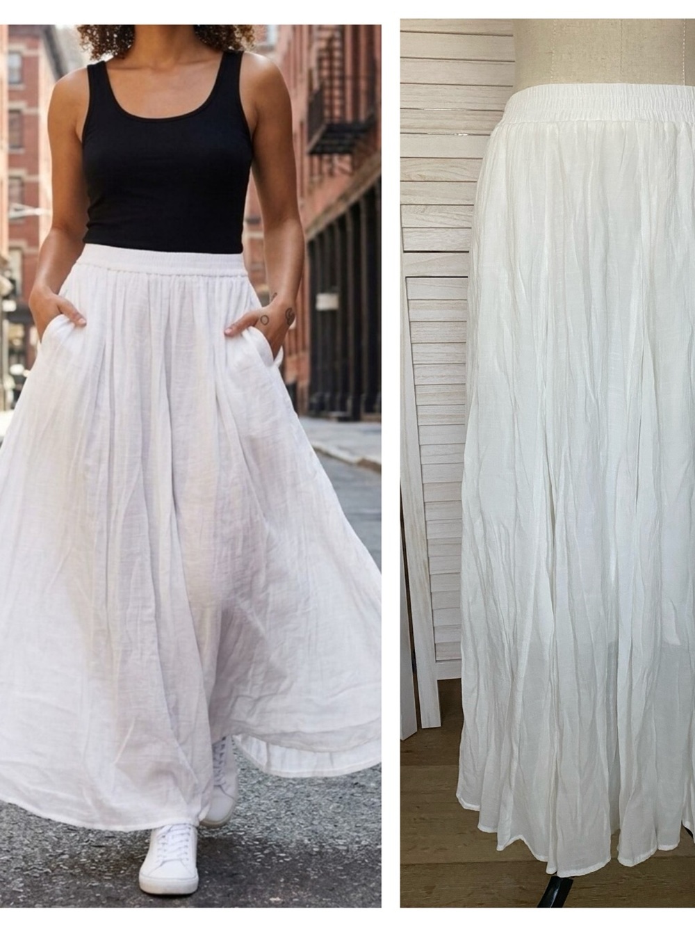 Scarlet Darkness Flowing White Maxi Skirt with Pockets SZ M CottageCore  Boho